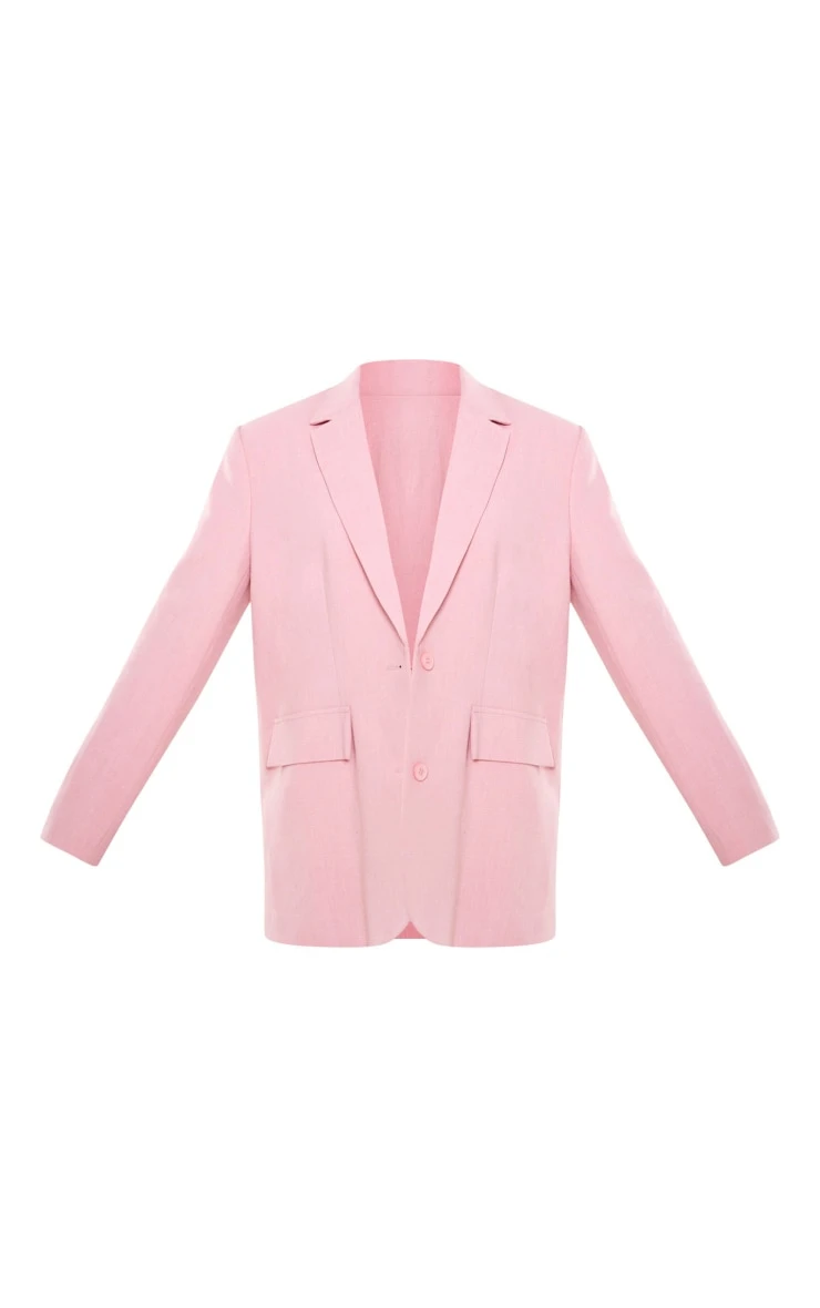 Prettylittlething Pink Woven Oversized Curved Hem Boxy Blazer 5 Prettylittlething Pink Woven Oversized Curved Hem Boxy Blazer - Image 5