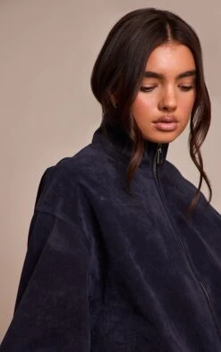 Prettylittlething Navy Suede Bomber Jacket -Pretty Little Thing Shop a8fd7765ab6f9bf52a5ea1d73efc87f1b24a4a7e CNN8421 4 navy suede bomber jacket