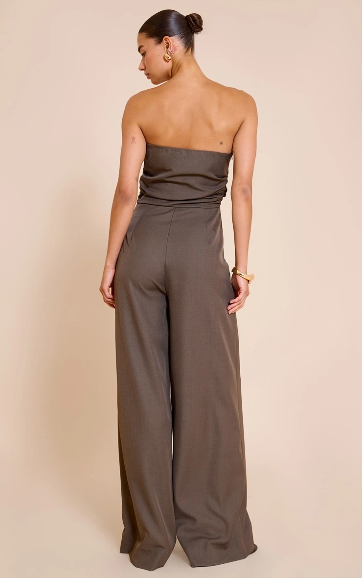 Prettylittlething Mushroom Woven Ruched Wide Leg Jumpsuit 3 Prettylittlething Mushroom Woven Ruched Wide Leg Jumpsuit - Image 3