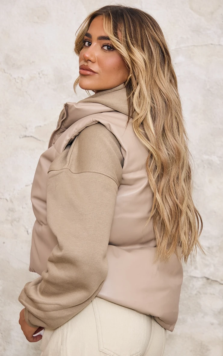 Prettylittlething Truffle Faux Leather Drop Hem Vest 2 Prettylittlething Truffle Faux Leather Drop Hem Vest - Image 2