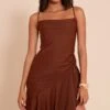 Prettylittlething Chocolate Chiffon Tie Detail Shift Mini Dress -Pretty Little Thing Shop a956523236aa069b1c38b99de5842c140659946c CNN3577 1 chocolate chiffon tie detail shift mini dress