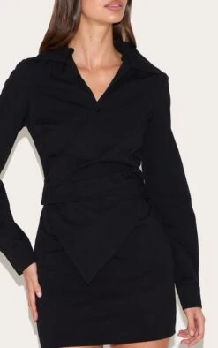 Prettylittlething Black Woven Asymmetric Pearl Detail Shirt Dress -Pretty Little Thing Shop a9bb2916372b354b116d0dc3feb6e2d73116e597 CNM1589 4 black woven asymmetric pearl detail shirt dress