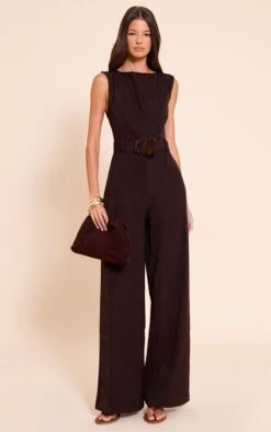 Prettylittlething Chocolate Woven Boat Neck Straight Leg Jumpsuit 7 Prettylittlething Chocolate Woven Boat Neck Straight Leg Jumpsuit -Pretty Little Thing Shop a9e373e5229780ca94dd6609227125b27a7f10c3 CNO3104 3 chocolate woven boat neck straight leg jumpsuit