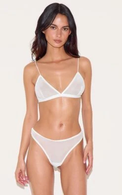 Prettylittlething White Mesh Pack Of 5 Basic Thongs