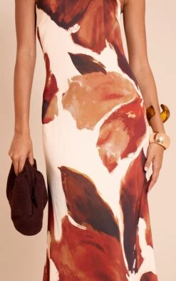 Prettylittlething Brown Floral Satin Bandeau Maxi Dress -Pretty Little Thing Shop aad54c5f34d216aff6e034d288f799dd4457895c CNN3614 4 brown floral satin bandeau maxi dress