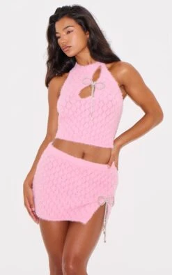 Prettylittlething Pink Textured Eyelash Knit Bow Trim Mini Skirt -Pretty Little Thing Shop ab0c2936c294fd85a1a61faaf51653780b2f259a cnk3598 4