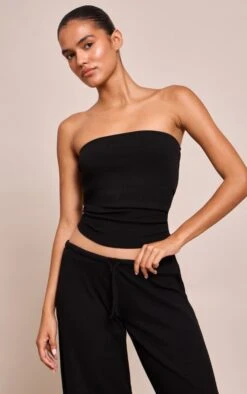 Prettylittlething Black Bandeau Top