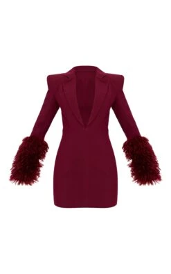 Prettylittlething PLT Label Burgundy Faux Shearling Cuff Tailored Blazer Dress -Pretty Little Thing Shop ab3061199db5301b172ec437e085dc3294985d8c cnl4583 5