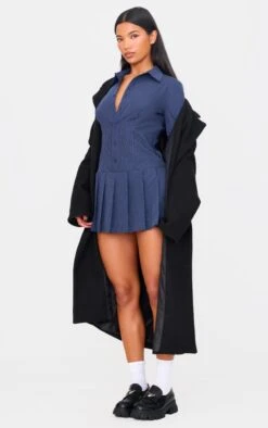 Prettylittlething Navy Stripe Shirt Pleated Skort Romper -Pretty Little Thing Shop ab988783f7f2edb1082eb3bde97022529ff861d6 cnl0510 3