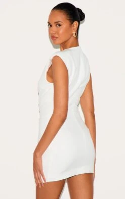 Prettylittlething White Woven Ruched Trim Detail Mini Dress -Pretty Little Thing Shop ac1138c96cb63cf681c566dff9a0363250ab0628 cnm0559 2