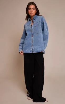 Prettylittlething Mid Blue Wash Oversized Single Pocket Detail Denim Shirt -Pretty Little Thing Shop ac1b8fb878064abc7c4a891891fcb2b000a47158 CNN9134 3 mid blue wash oversized single pocket detail denim shirt