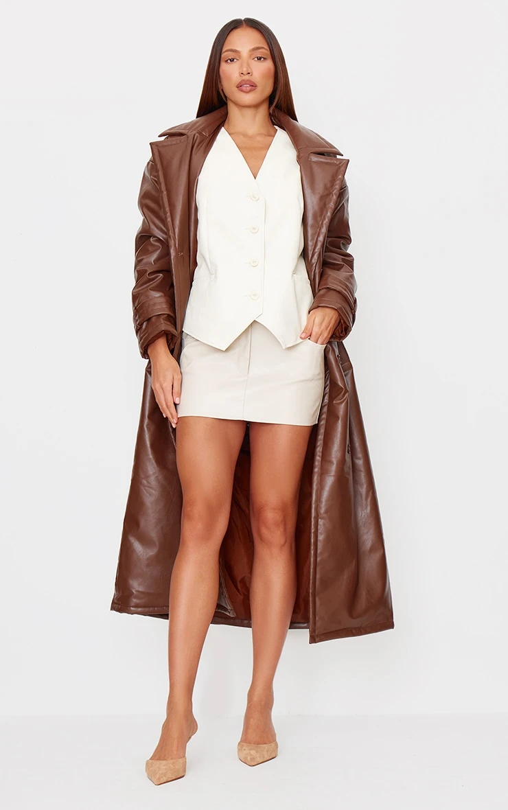 Prettylittlething Cream Faux Leather Oversized Vest 3 Prettylittlething Cream Faux Leather Oversized Vest - Image 3