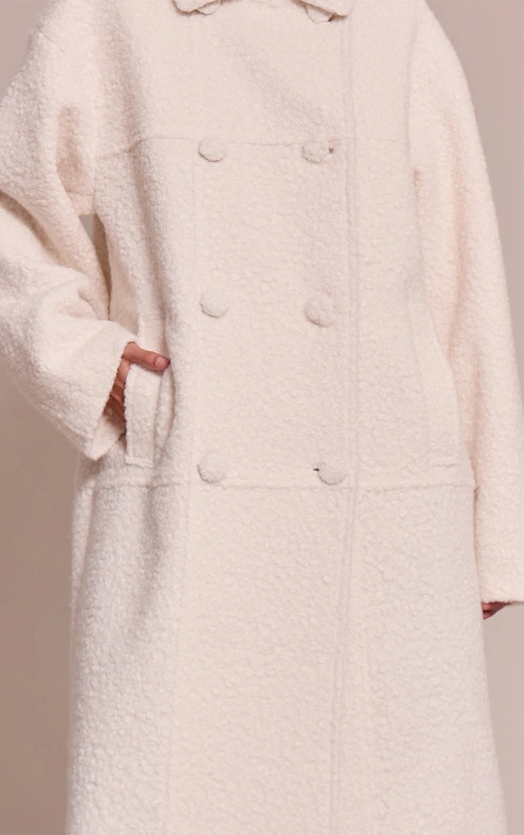 Prettylittlething Ecru Boucle Double Breasted Maxi Coat 4 Prettylittlething Ecru Boucle Double Breasted Maxi Coat - Image 4