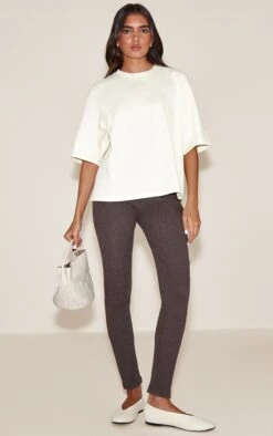 Prettylittlething Chocolate Brushed Rib Leggings