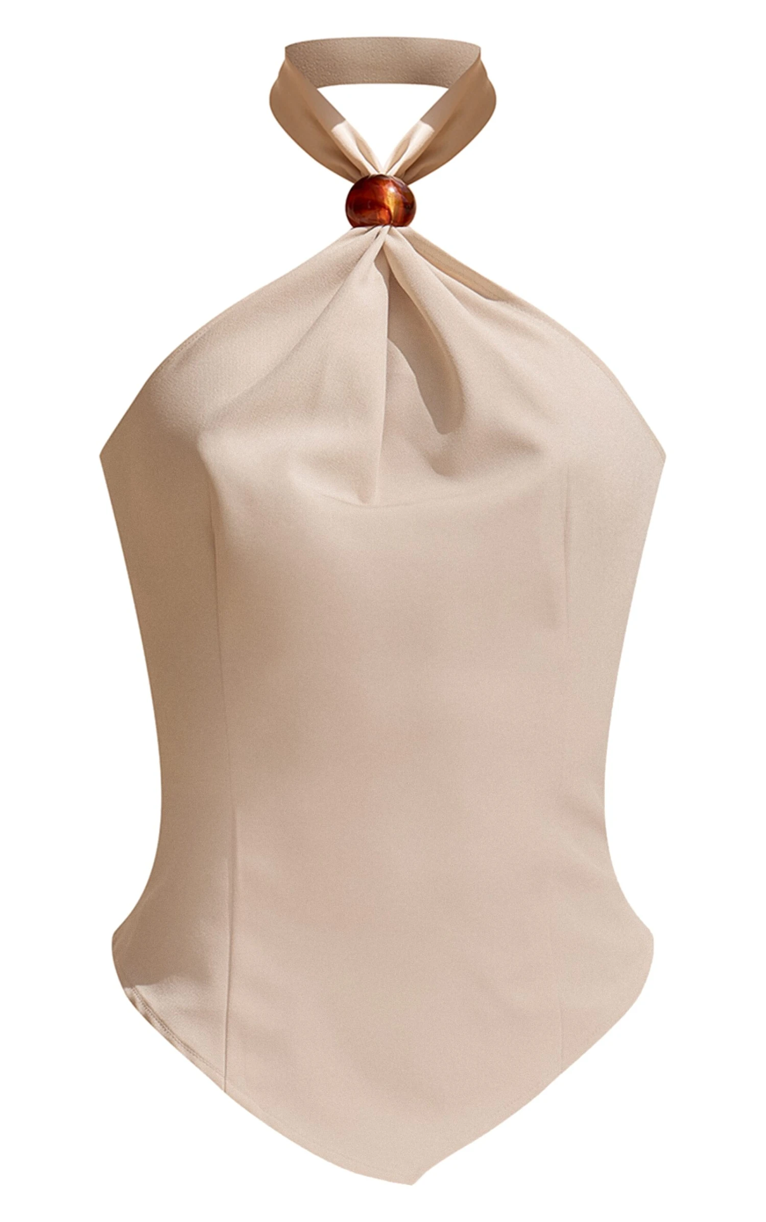 Prettylittlething Ecru Bead Detail Woven Halterneck Top 5 Prettylittlething Ecru Bead Detail Woven Halterneck Top - Image 5