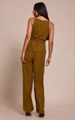Front Page -Pretty Little Thing Shop adcea16761fc62eeb8c81259e22aa0a8444d77db CNO3083 2 khaki woven belt tied straight leg jumpsuit