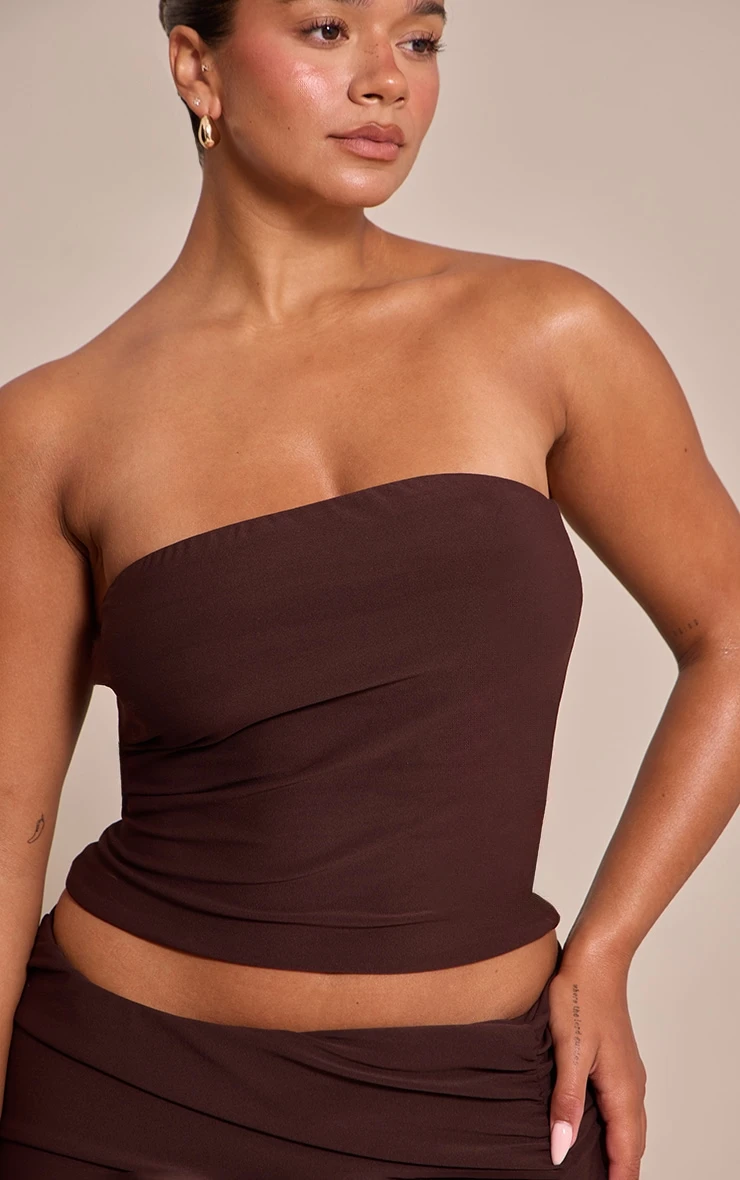 Prettylittlething Shape Chocolate Double Layered Bandeau Top 4 Prettylittlething Shape Chocolate Double Layered Bandeau Top - Image 4