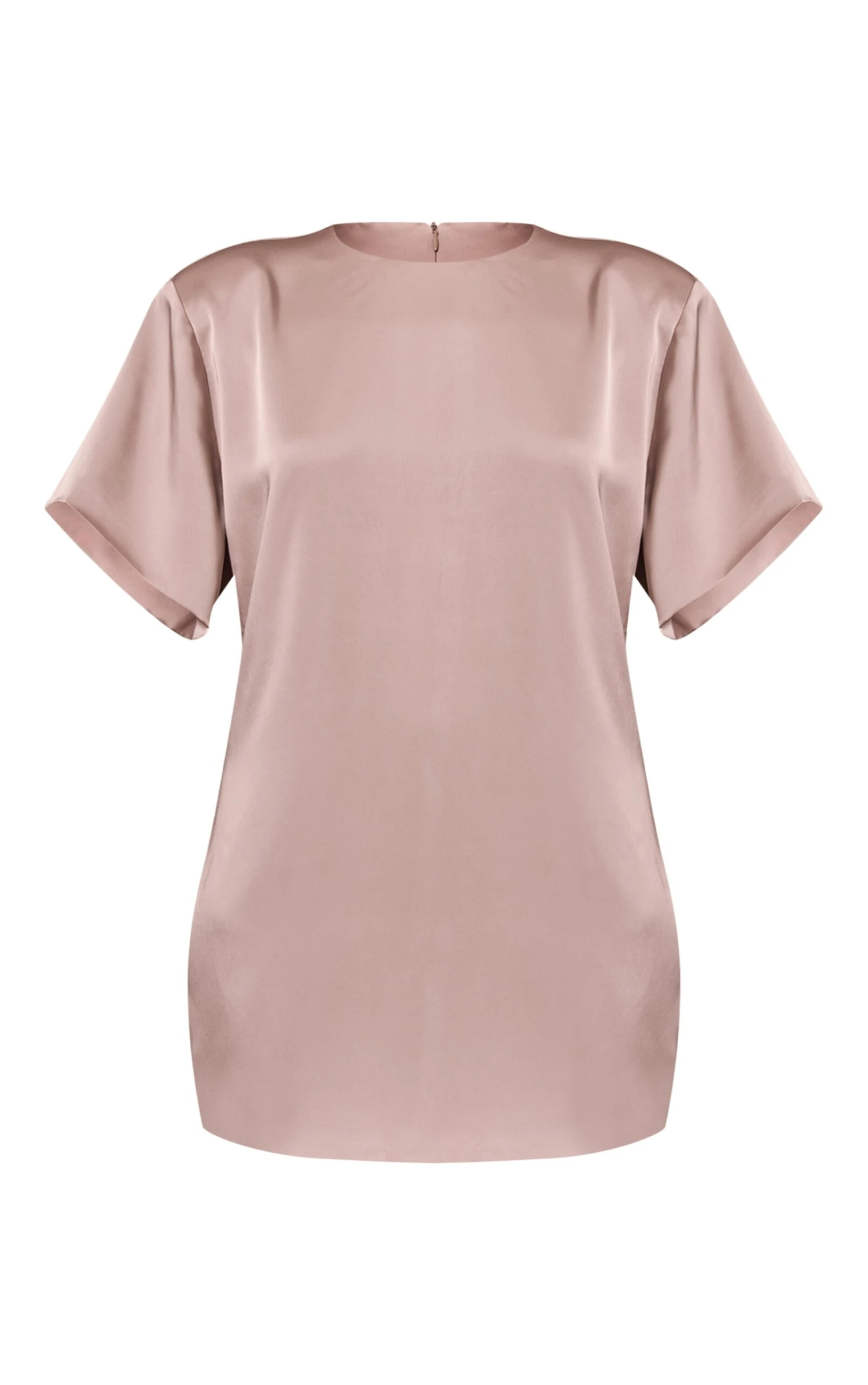 Taupe Satin T Shirt Dress 5 Taupe Satin T Shirt Dress - Image 5