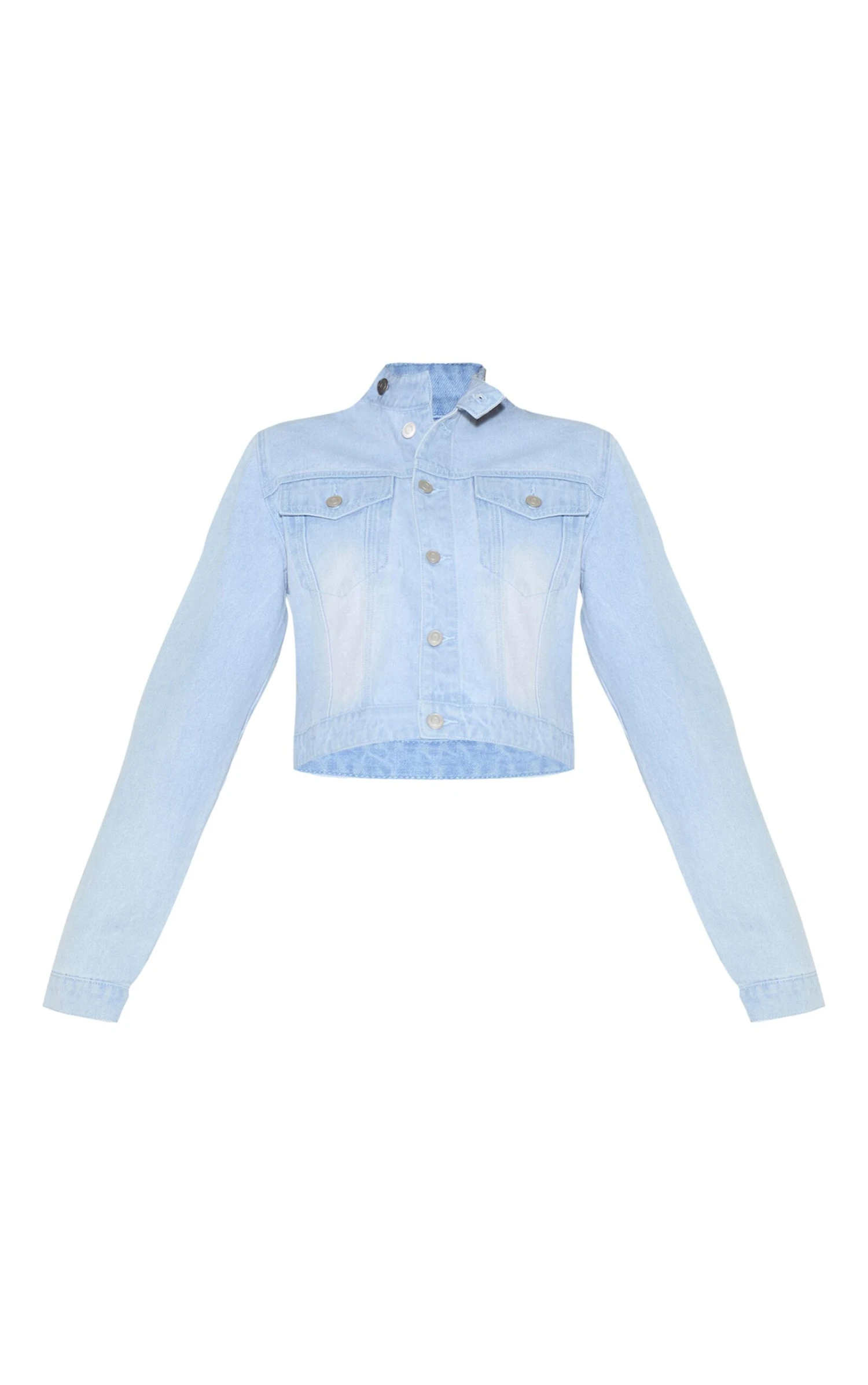 Prettylittlething Light Blue Seam Detail Cropped Denim Racer Jacket 5 Prettylittlething Light Blue Seam Detail Cropped Denim Racer Jacket - Image 5