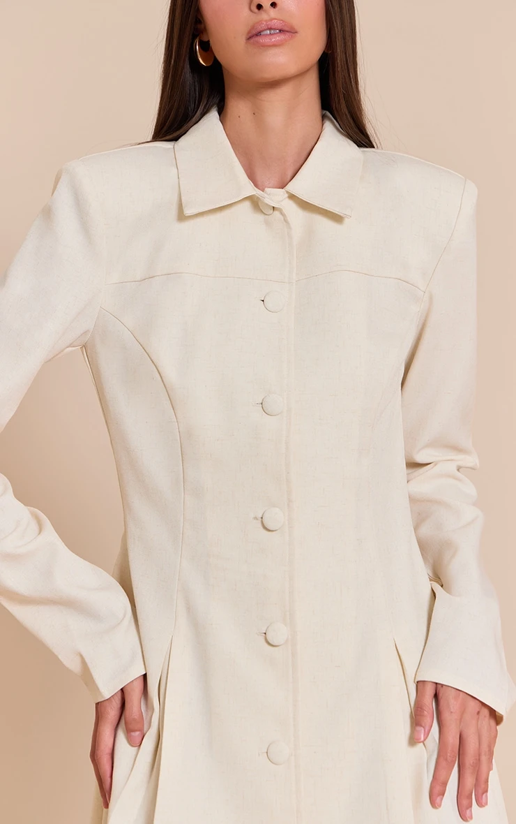 Prettylittlething Cream Button Up Pleated Shirt Dress 4 Prettylittlething Cream Button Up Pleated Shirt Dress - Image 4