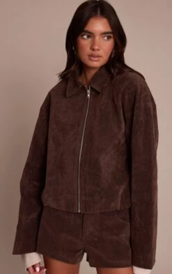 Dark Brown Suede Tailored Shorts