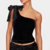 Prettylittlething Black Asymmetric Velvet Sequin Bow Detail Long Top -Pretty Little Thing Shop ae6fb67e36aefe0758919218eca2e92d18340241 cnk6592 1