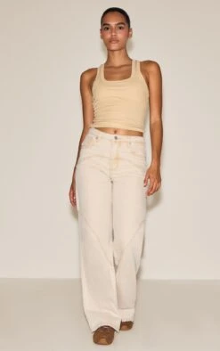 Prettylittlething Sand Western Seam Detail Jeans