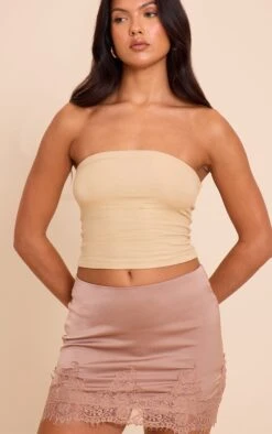 Mushroom Satin Lace Trim Mini Skirt -Pretty Little Thing Shop aea5fb657bba5f23e0300807f485dc4c4d031454 CNN9536 5 mushroom satin lace trim mini skirt