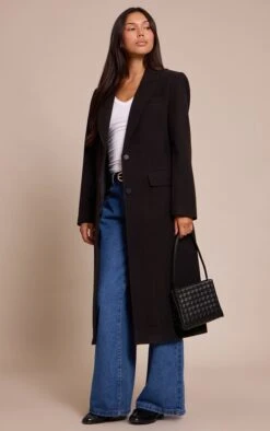 Prettylittlething Black Single Breasted Seam Detail Wool Look Maxi Coat -Pretty Little Thing Shop aeb2638a3725676530ea5b00860e4be37ec181bd CNN8534 3 black single breasted seam detail wool look maxi coat