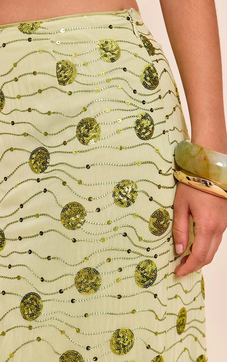 Prettylittlething Sage Green Embellished Maxi Skirt 2 Prettylittlething Sage Green Embellished Maxi Skirt - Image 2