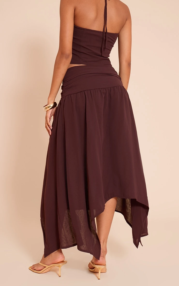 Prettylittlething Dark Plum Asymmetric Hem Maxi Skirt 3 Prettylittlething Dark Plum Asymmetric Hem Maxi Skirt - Image 3