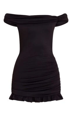 Prettylittlething Black Bardot Frill Hem Bodycon Dress -Pretty Little Thing Shop afc9754469fcb46ae73772119218cfd642f2b151 CNN7393 5 black bardot frill hem bodycon dress