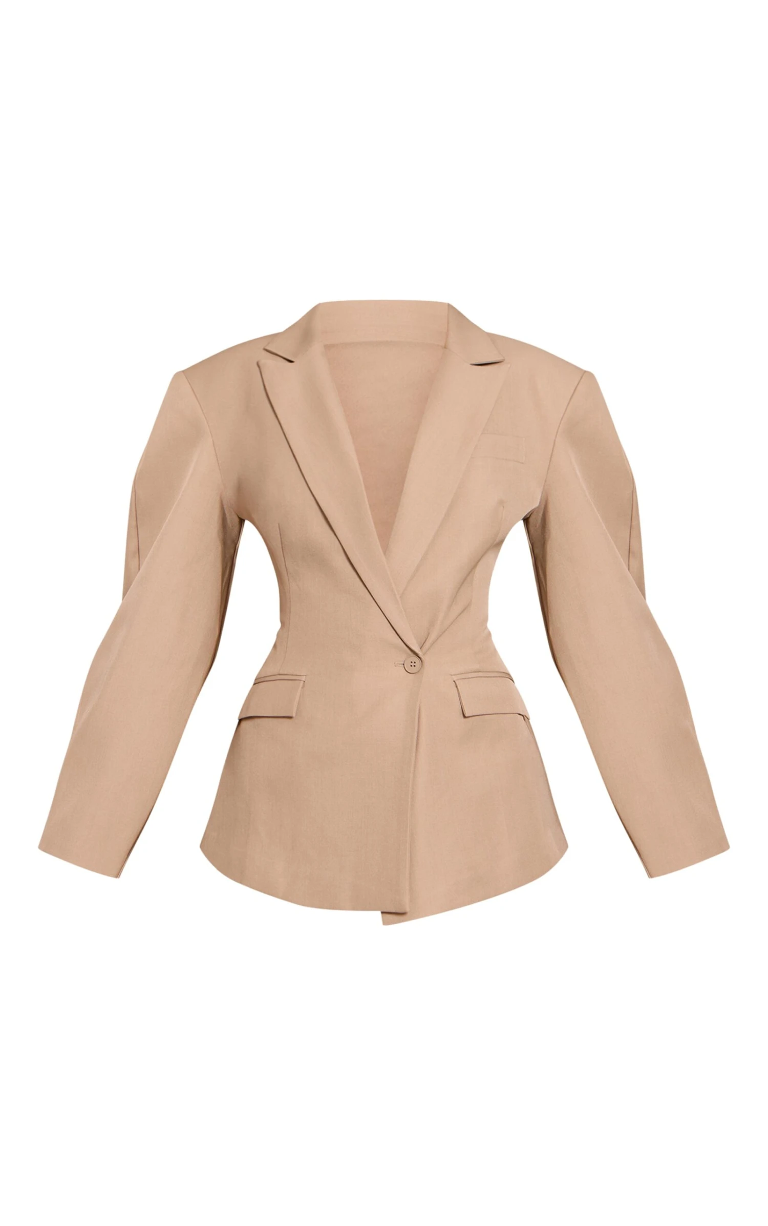 Prettylittlething Camel Asymmetric Detail Cocoon Sleeve Blazer 5 Prettylittlething Camel Asymmetric Detail Cocoon Sleeve Blazer - Image 5