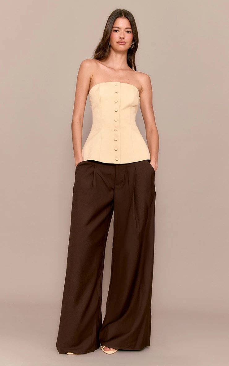 Prettylittlething Butter Yellow Woven Structured Bandeau Vest 3 Prettylittlething Butter Yellow Woven Structured Bandeau Vest - Image 3