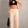 Nude Lace Jacquard Elasticated Waist Pants