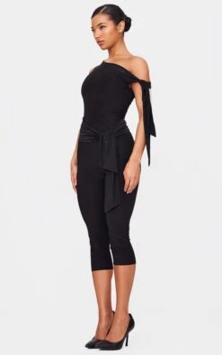Prettylittlething Black Double Layer Slinky Tie Detail Capri Jumpsuit -Pretty Little Thing Shop b049bd629f3bdd06466de239dc76d9cc35e62608 cnl0529 3