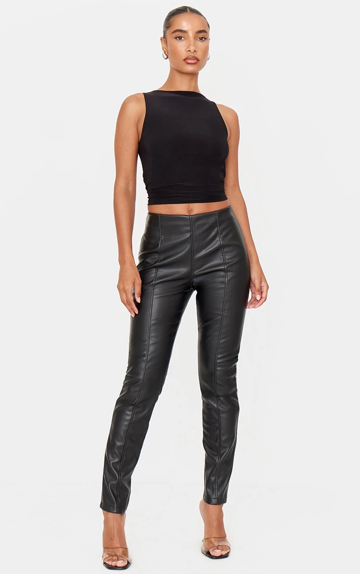 Black Faux Leather Stretch Leggings 1 Black Faux Leather Stretch Leggings