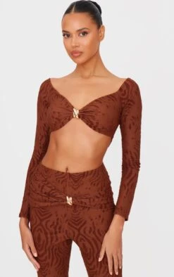Prettylittlething Chocolate Devore Long Sleeve Trim Cut Out Detail Jumpsuit -Pretty Little Thing Shop b0873857b17d8bfed7cc929e6b6db700d08c8006 cnl0525 4