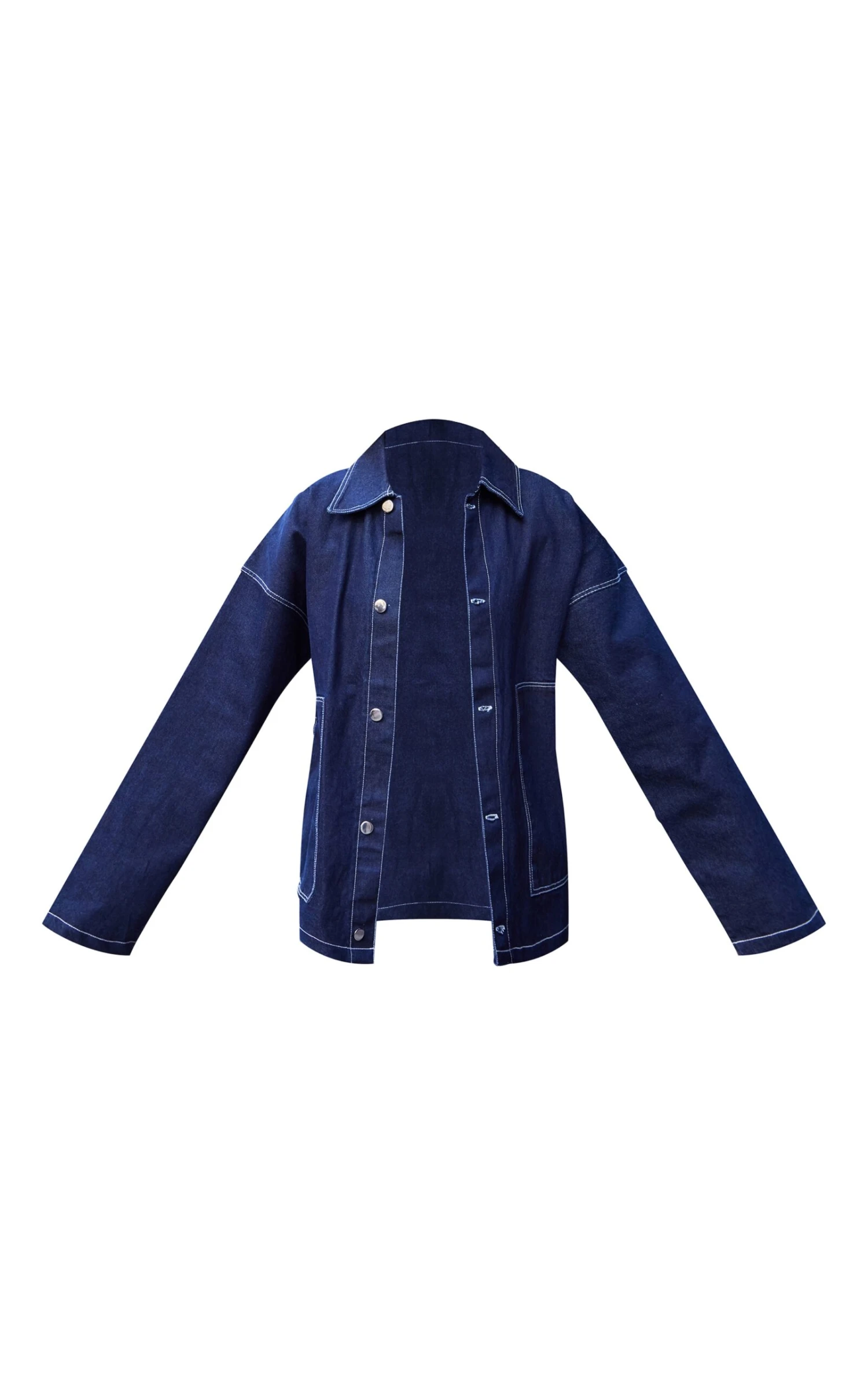 Prettylittlething Raw Indigo Wash Contrast Stitch Pocket Patch Detail Denim Shirt 5 Prettylittlething Raw Indigo Wash Contrast Stitch Pocket Patch Detail Denim Shirt - Image 5