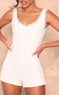 Prettylittlething Cream Lace Boning Detail Strappy Romper -Pretty Little Thing Shop b12a1a6e9db5ac6b3260e514454c0c42983c4f59 cni9359 4