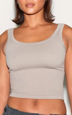 Prettylittlething Clay Snatched Rib Scoop Cropped Vest Top -Pretty Little Thing Shop b15bd2fe5ae48de5e43ab9de818c94c891e73e8d CNM0092 4 clay contour rib scoop cropped vest top