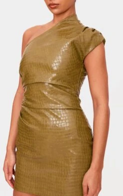 Prettylittlething PLT Label Olive Croc Faux Leather Asymmetric Bodycon Dress -Pretty Little Thing Shop b15f11cefb341818e2a9fcc7897670e7a5a6b8e4 cnl5682 4