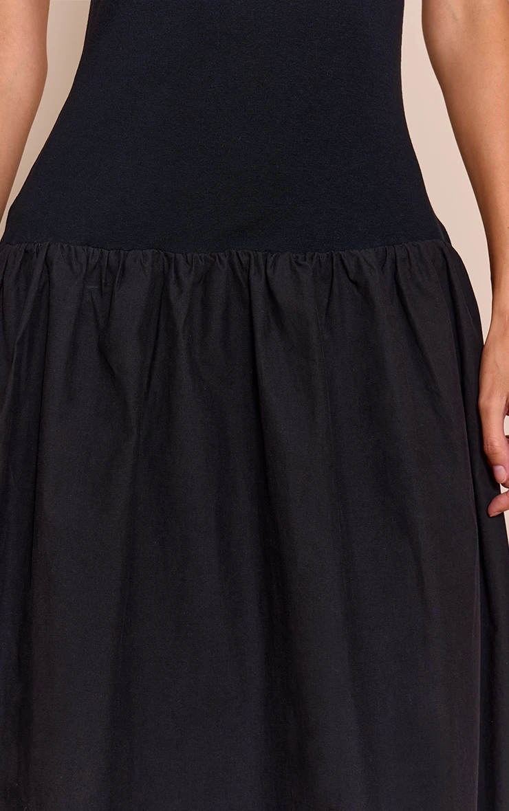 Black Dropped Waist T Shirt Puff Ball Hem Maxi Dress 4 Black Dropped Waist T Shirt Puff Ball Hem Maxi Dress - Image 4