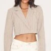 Prettylittlething Taupe Boxy Cropped Blazer