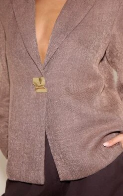 Prettylittlething Chocolate Button Detail Linen Look Boxy Blazer -Pretty Little Thing Shop b28c793babf3a1a7570f79e9733e04ca3fa0f8ff CNN2535 4 chocolate button detail linen look boxy blazer