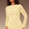 Prettylittlething Premium Yellow Double Layer Mesh Ruched Long Sleeve Bodycon Dress -Pretty Little Thing Shop b2ae825a929f045aa9a6fde97af255a68a26f846 cnj4636 1