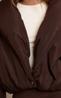 Prettylittlething Dark Chocolate Exaggerated Collar Shell Puffer Jacket -Pretty Little Thing Shop b2df0ce707342208192c6ffdac64564400ea1331 CNN8441 4 dark chocolate exaggerated collar shell puffer jacket