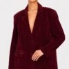 Prettylittlething Burgundy Faux Suede Longline Blazer