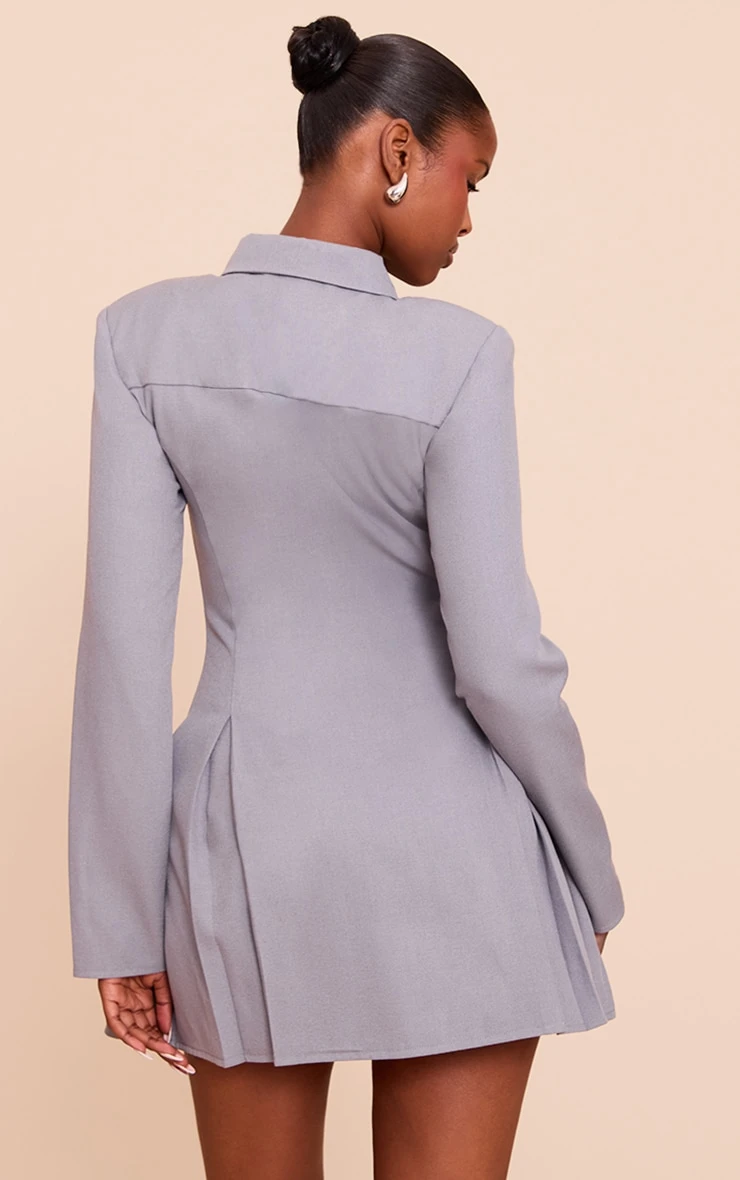 Prettylittlething Blue Button Up Pleated Shirt Dress 2 Prettylittlething Blue Button Up Pleated Shirt Dress - Image 2