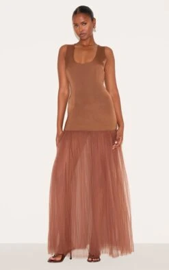 Prettylittlething Chocolate Scoop Neck Drop Waist Maxi Dress -Pretty Little Thing Shop b4ced1a04576666991fa1c84f803c1c3c33e0e99 CNM0557 3 chocolate scoop neck drop waist maxi dress